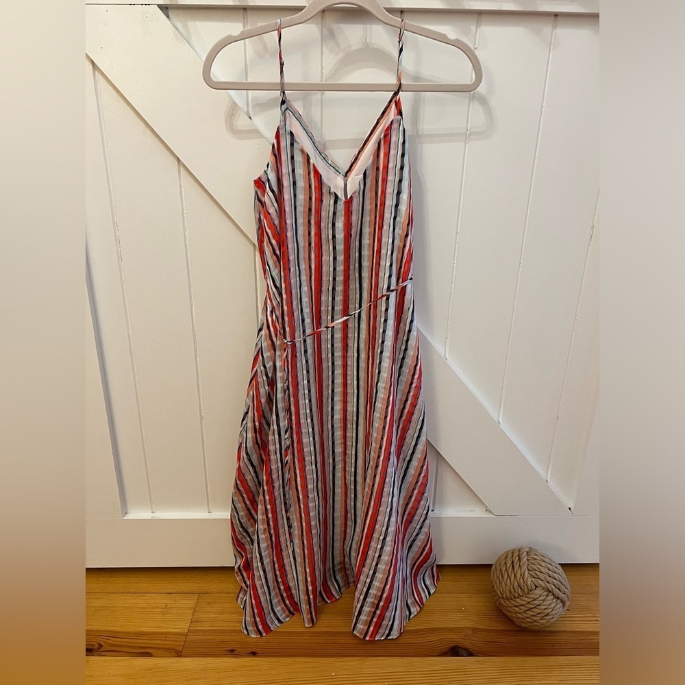 Milly Becca Watercolor Stripe Midi Dress